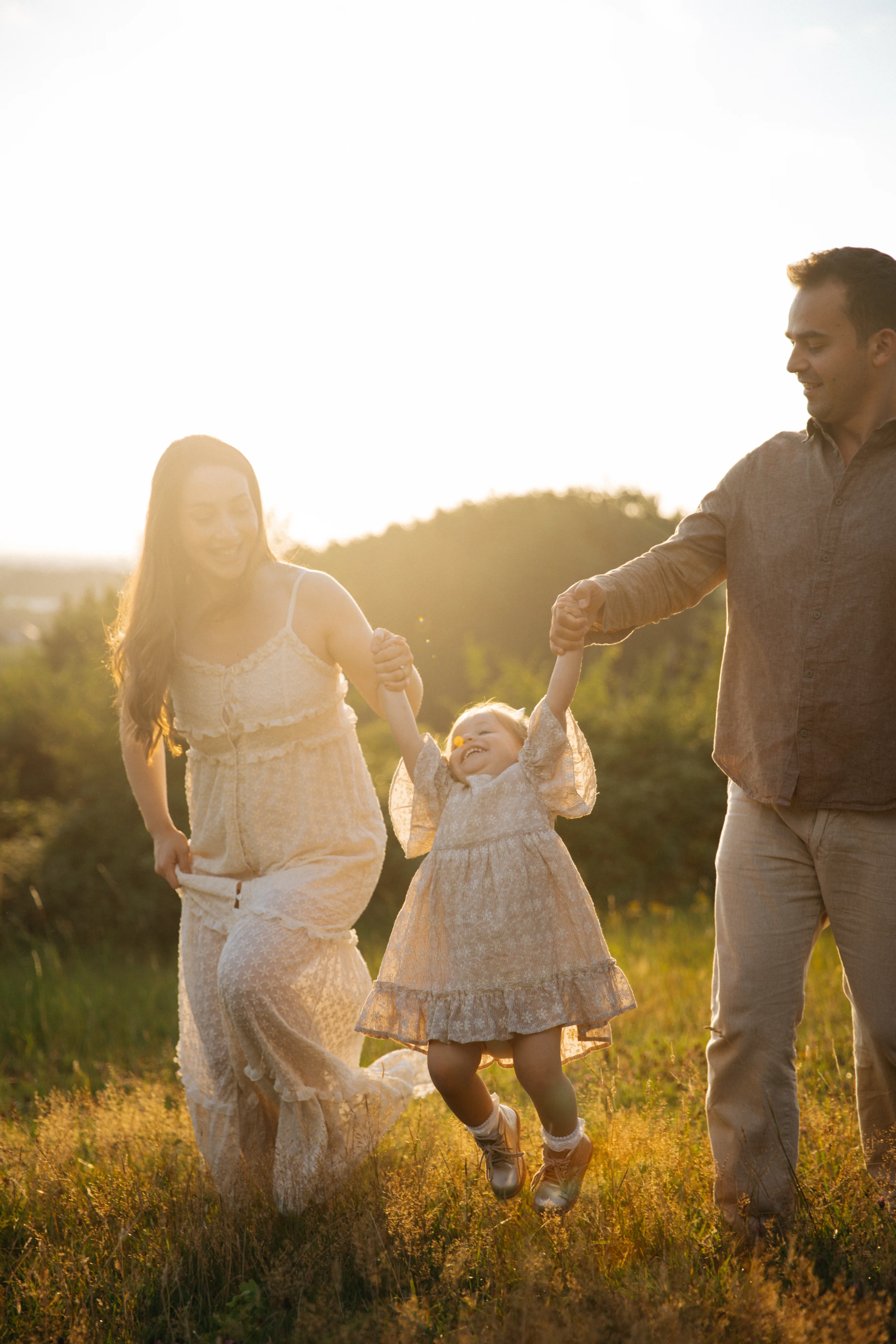 Family in golden light