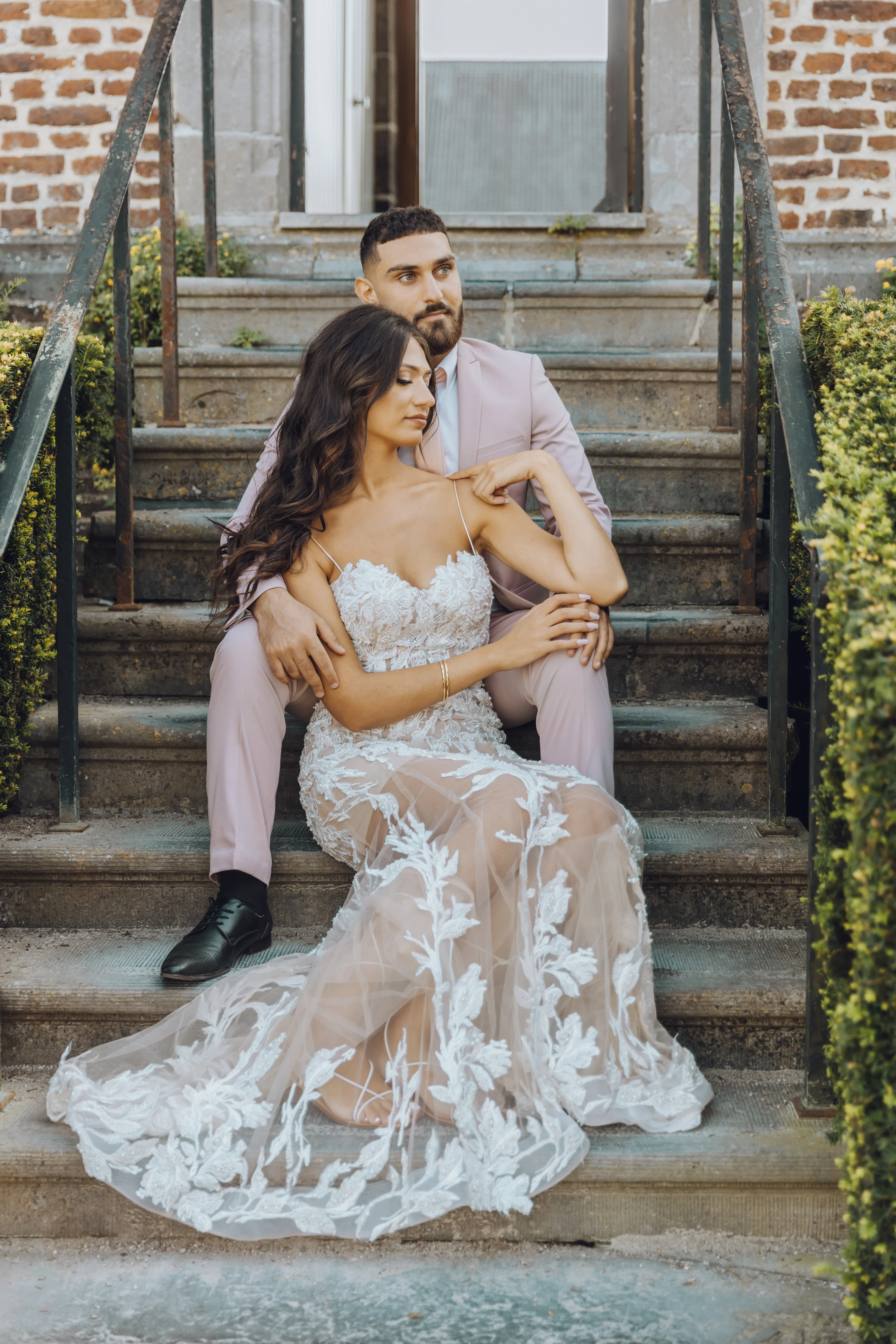 Bride and groom outdoor shot